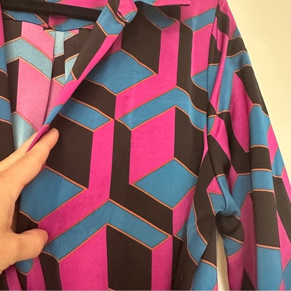 House of Harlow 1960 Printed Satin Wrap Dress Size Large Womens - Picture 11 of 13